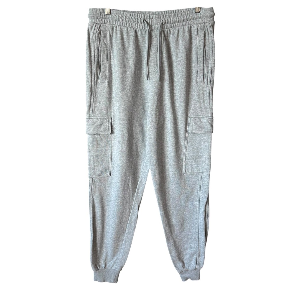 Gymshark Mens Terry Cargo Joggers Light Heather Grey 100% Cotton Large
